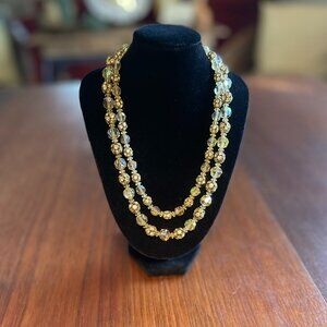 Vintage Bergére Double Strand Crystal Beaded Necklace Signed